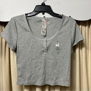 Henley Neck Crop Top